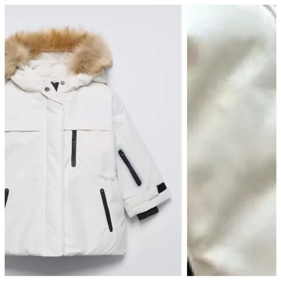 NWT. Zara Kids White Hooded Ski Jacket. Size 3. - Picture 4 of 13
